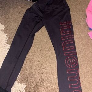 lululemon Black Leggings with Red Logo